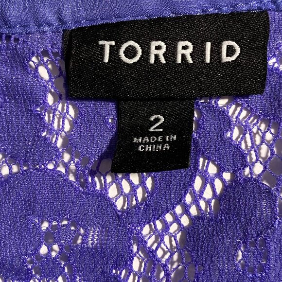 Torrid Women's Long Sleeve Purple Harper Lace Pullover Blouse Size 2 - Picture 7 of 8